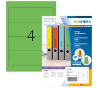 HERMA Self Adhesive Spine Labels, 4 Labels per A4 Sheet, 100 Sheets, 192 x 61 mm, 400 Labels, Blank Lever Arch File Folder Labels Stickers, Sticky Labels for Laser & Inkjet Printer, Green