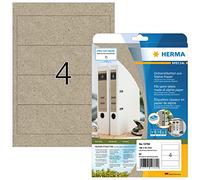 HERMA Self Adhesive Spine Labels, 4 Labels per A4 Sheet, 20 Sheets, 192 x 61 mm, 80 Labels, Blank Lever Arch File Folder Stickers, Sticky Silphie Labels for Laser & Inkjet Printer, Natural Brown