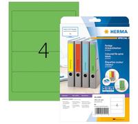 HERMA Self Adhesive Spine Labels, 4 Labels per A4 Sheet, 20 Sheets, 192 x 61 mm, 80 Labels, Blank Lever Arch File Folder Labels Stickers, Sticky Labels for Laser & Inkjet Printer, Green