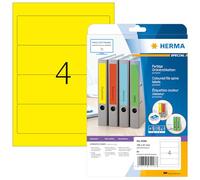 HERMA Self Adhesive Spine Labels, 4 Labels per A4 Sheet, 640 Sheets, 192 x 61 mm, 2560 Labels, Blank Lever Arch File Folder Labels Stickers, Sticky Labels for Laser & Inkjet Printer, Yellow