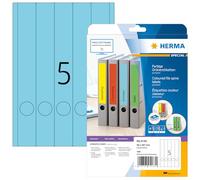 HERMA Self Adhesive Spine Labels, 5 Labels per A4 Sheet, 20 Sheets, 38 x 297 mm, 100 Labels, Blank Lever Arch File Folder Labels Stickers, Sticky Labels for Laser & Inkjet Printer, Blue
