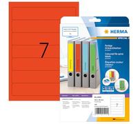 HERMA Self Adhesive Spine Labels, 7 Labels per A4 Sheet, 640 Sheets, 192 x 38 mm, 4480 Labels, Blank Lever Arch File Folder Labels Stickers, Sticky Labels for Laser & Inkjet Printer, Red