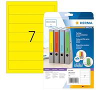 HERMA Self Adhesive Spine Labels, 7 Labels per A4 Sheet, 640 Sheets, 192 x 38 mm, 4480 Labels, Blank Lever Arch File Folder Labels Stickers, Sticky Labels for Laser & Inkjet Printer, Yellow