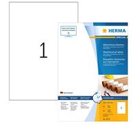 HERMA Self Adhesive Weatherproof Labels, 1 Label per A4 Sheet, 80 Sheets, 210 x 297 mm, 80 Labels, Weather Resistant Labels Stickers, Sticky Labels of Special Paper for Laser Printer, White