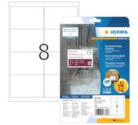 HERMA Self Adhesive Weatherproof Shipping Labels, 8 Labels per A4 Sheet, 25 Sheets, 99.1 x 67.7 mm, 200 Labels, Blank Parcel Labels Stickers, Sticky Labels for Laser & Inkjet Printer, White