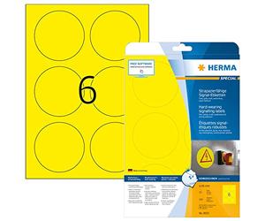 HERMA Signs signalling hard-wearing A4 Ø 85 mm round yellow strong adhesion film matt weatherpr 150 pcs.