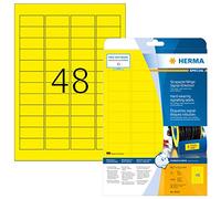 HERMA Self Adhesive Film Labels, 48 Labels per A4 Sheet, 25 Sheets, 45.7 x 21.2 mm, 1200 Labels, Blank Weatherproof Labels Stickers, Sticky Labels for Laser & Inkjet Printer, Yellow