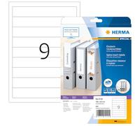 HERMA Spine Inserts with Micro-Perforation, 9 Labels per A4 Sheet, 25 Sheets, 190 x 30 mm, 225 Labels, Blank Lever Arch File Folder Insert Labels, Card Inserts for Laser & Inkjet Printer, White