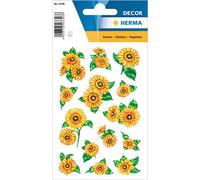 HERMA 3346 Stickers "Sunflowers" Made of Paper, Self-Adhesive Flower Stickers with Glitter Effect for Diary, Calendar and Scrapbooking and Children, 28 Small Stickers