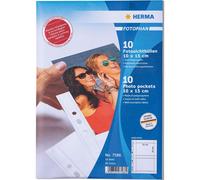 HERMA Photo Pockets for Ring Binder Albums, Acid Free, 15 x 10 cm / 6 x 4 inch Landscape Format, 40 Pockets, White