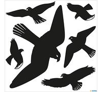 HERMA Warning Birds Bird Sticker Set for Window panes Large, 6 Pieces, 30 x 30 cm, self-Adhesive, Removable and Reusable, Bird Protection for Windows Made of Weatherproof Rigid Film, Black