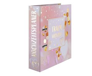 HERMA Wedding Planner Folder with Love Story Motif, A4, Wedding Organiser with Gold Embellishments and 10-Piece Register, Engagement Gift