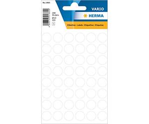 HERMA White Dot Stickers, 240 Self-Adhesive Round Labels, Ø 13 mm, 48 per Sheet - Blank Marking Dots for Color Coding Calendar