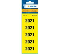 HERMA Year Number Stickers 2021 for Folders, 100 Labels, 60 x 26 mm, 5 Labels per Sheet, Self Adhesive Stickers for Lever Arch Files, Sticky Opaque Coloured Sticker, Yellow
