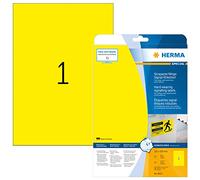 HERMA Yellow Weatherproof Film Labels, 25 Sheets, 210 x 297 mm, 25 Labels, Blank, Sticky, Laser & Copier Compatible