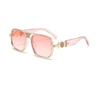 hermaner Square Oversized Sunglasses Womens Men UV400 Protection Gold Metal Frame Flower Decoration Temples Luxury Ladies Sun Glasses Personality Sunnies Outdoor Street Party