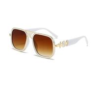 hermaner Square Oversized Sunglasses Womens Men UV400 Protection Gold Metal Frame Flower Decoration Temples Luxury Ladies Sun Glasses Personality Sunnies Outdoor Street Party