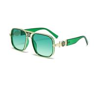 hermaner Square Oversized Sunglasses Womens Men UV400 Protection Gold Metal Frame Flower Decoration Temples Luxury Ladies Sun Glasses Personality Sunnies Outdoor Street Party