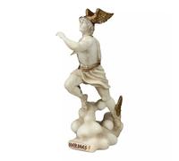 Herme Greek Olympian God Messenger Guide of Dead Grey Patina Cast Alabaster Statue Sculpture 7.08 in