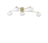 Ideal Lux Lighting Hermes 5 Light Globe Multi Arm Semi Flush Ceiling Lamp Brass