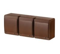 HERMES Brown Socket Outlet 3x with Grounding Contact with Cover