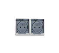 Hermes GNT 0322-01 5901130483891 Air Socket 2-Way Z/U 16A IP44 with Smoke Flap White Electro-plast Enamel
