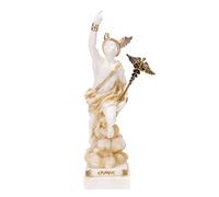 Hermes Mercury God Zeus Son Roman Statue Alabaster Gold Tone 9.8 Inches
