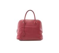 Hermes Preloved Stylish Structured Leather Handbag With Top Handles For Red One Size