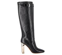 Hermes Women's Preloved Chrome Heel Knee Boots in Black Leather | Size: 4
