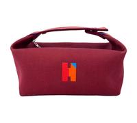 Hermes Women's Preloved Small Toile Bride-A-Brac Handbag in Burgundy Canvas