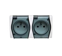 Hermes2 Airflow Socket 2-Way Z/U 16A IP44 with Hinged Lid Full White Smoky 1022-01 Electroplast Electrolyte 5907569151066
