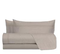 hermet 100% Cotton Double Bed Sheet Set, Double Bed Set, Canvas Effect Pattern, Top Sheet + Bottom Sheet + 2 Pillowcases