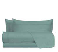 hermet 100% Cotton Double Bed Sheet Set, Double Bed Set, Canvas Effect Pattern, Top Sheet + Bottom Sheet + 2 Pillowcases