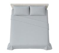 hermet 4-Piece Plain Double Bed Sheet Set, Fitted Sheet, Flat Sheet, 2 Pillowcases 50 x 80 cm, 30 cm Corner, Soft Microfibre, Oekotex Certified, No Iron