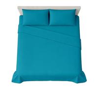 hermet 4-Piece Plain Double Bed Sheet Set, Fitted Sheet, Flat Sheet, 2 Pillowcases 50 x 80 cm, 30 cm Corner, Soft Microfibre, Oekotex Certified, No Iron