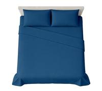 hermet 4-Piece Plain Double Bed Sheet Set, Fitted Sheet, Flat Sheet, 2 Pillowcases 50 x 80 cm, 30 cm Corner, Soft Microfibre, Oekotex Certified, No Iron