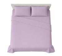 hermet 4-Piece Plain Double Bed Sheet Set, Fitted Sheet, Flat Sheet, 2 Pillowcases 50 x 80 cm, 30 cm Corner, Soft Microfibre, Oekotex Certified, No Iron