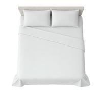 hermet 4-Piece Plain Double Bed Sheet Set, Fitted Sheet, Flat Sheet, 2 Pillowcases 50 x 80 cm, 30 cm Corner, Soft Microfibre, Oekotex Certified, No Iron