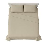 hermet 4-Piece Plain Double Bed Sheet Set, Fitted Sheet, Flat Sheet, 2 Pillowcases 50 x 80 cm, 30 cm Corner, Soft Microfibre, Oekotex Certified, No Iron