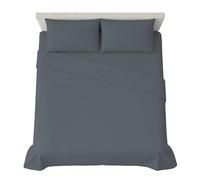 hermet 4-Piece Plain Double Bed Sheet Set, Fitted Sheet, Flat Sheet, 2 Pillowcases 50 x 80 cm, 30 cm Corner, Soft Microfibre, Oekotex Certified, No Iron