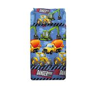 hermet Digger Truck Tractor Single Duvet Cover Set Single Bed Sheet Fitted Sheet Pillowcase 100% Cotton