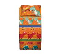 hermet Dinosaurs, Single Bed Sheet Set, Single Bedroom, Complete Bed Sheet, Fitted Sheet, Pillowcase, 100% Cotton, Orange