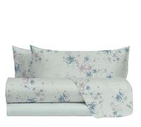 hermet Double Bed Sheet Set in 100% Cotton Pattern, Double Bed Set, Top Sheet + Fitted Sheet + 2 Pillowcases, Geneva Sage