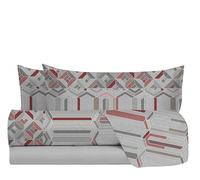 hermet Double Bed Sheet Set in 100% Cotton Pattern, Double Bed Set, Top Sheet + Fitted Sheet + 2 Pillowcases, Grey