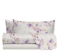 hermet Double Bed Sheet Set in 100% Cotton Pattern, Double Bed Set, Top Sheet + Fitted Sheet + 2 Pillowcases, Geneva Ivory