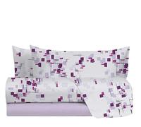 hermet Double Bed Sheet Set in 100% Cotton Pattern, Double Bed Set, Top Sheet + Fitted Sheet + 2 Pillowcases, Terry Wisteria