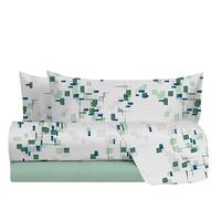 hermet Double Bed Sheet Set in 100% Cotton Pattern, Double Bed Set, Top Sheet + Fitted Sheet + 2 Pillowcases, Terry Bosco