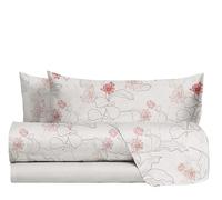 hermet Double Bed Sheet Set in 100% Cotton Pattern, Double Bed Set, Top Sheet + Fitted Sheet + 2 Pillowcases Pamela Peach