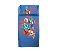 hermet Dragon Ball Single Bed Sheet Set, 100% Cotton, Single Bed Set, Top Sheet + Fitted Sheet + Pillowcase, Bedding for the Bedroom, Official Product