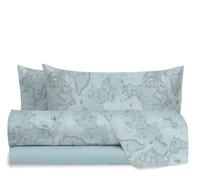 hermet Flavia Avio Double Bed Sheet Set in 100% Cotton Pattern, Double Bed Set, Top Sheet + Fitted Sheet + 2 Pillowcases, Flavia Avio